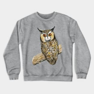 A colored pen drawing of a long-eared owl Crewneck Sweatshirt